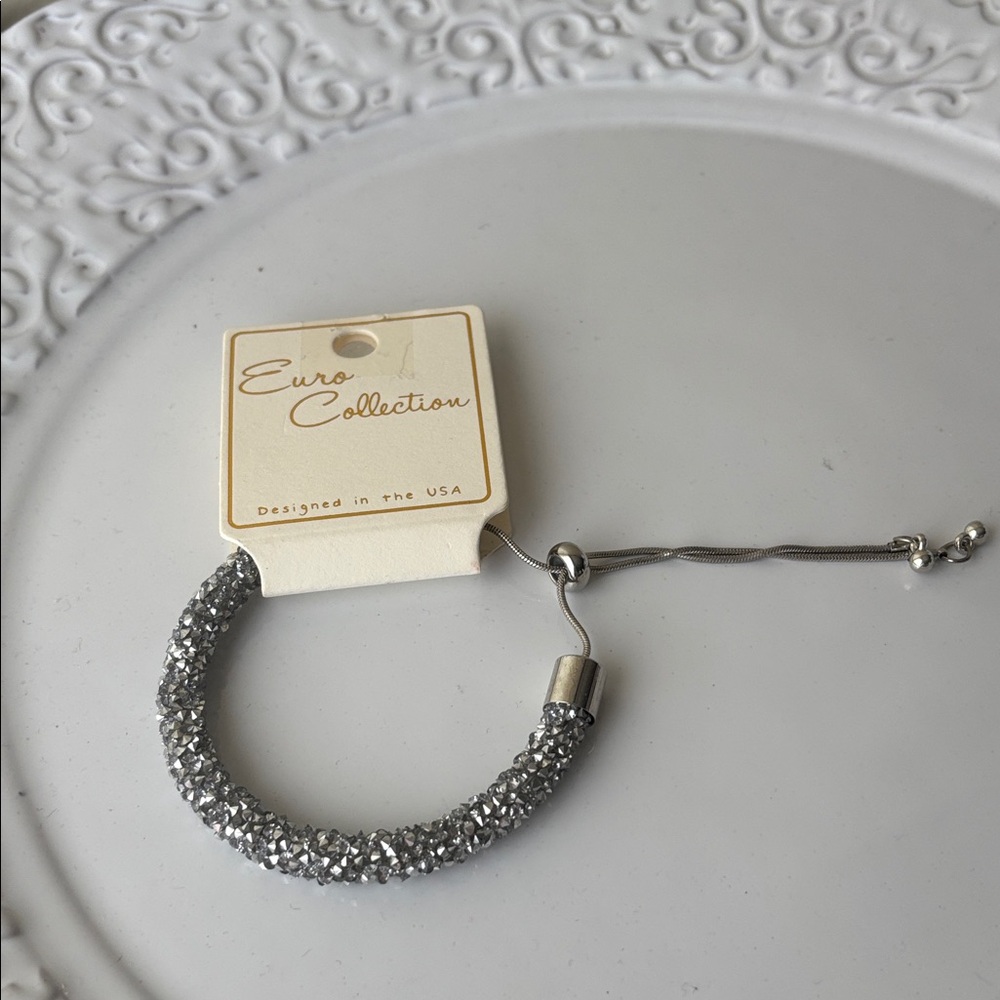 NWOT Euro Collection Silver Crystal LookBracelet